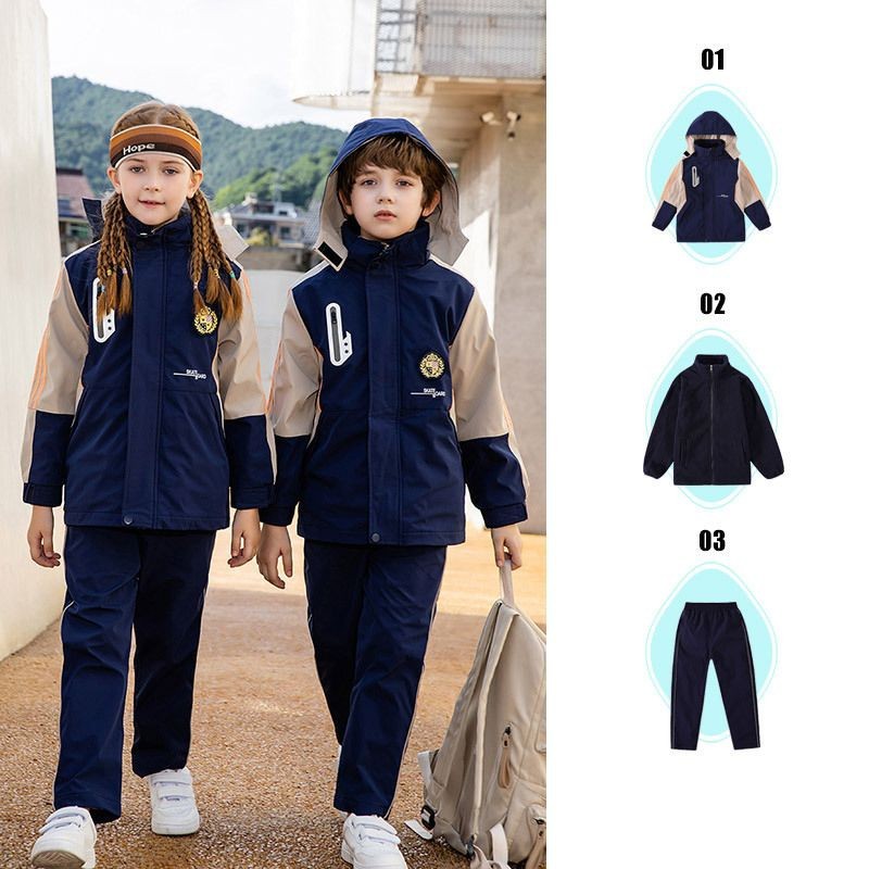Kids' Outdoor School Uniform: Hooded Jacket + Fleece Liner + Pants high quality